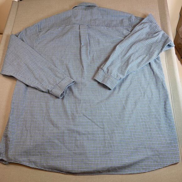 LL Bean XXXL Tall Traditional Fit Cotton Button Down Shirt Blue Check - Picture 2 of 13